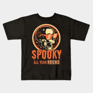 Spooky All Year Round - Funny Halloween Skull Skeleton Retro Kids T-Shirt